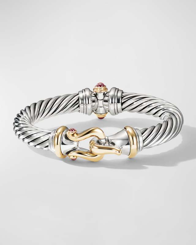 Buckle Cable Bracelet with Gemstone and 18K Gold in Silver, 9